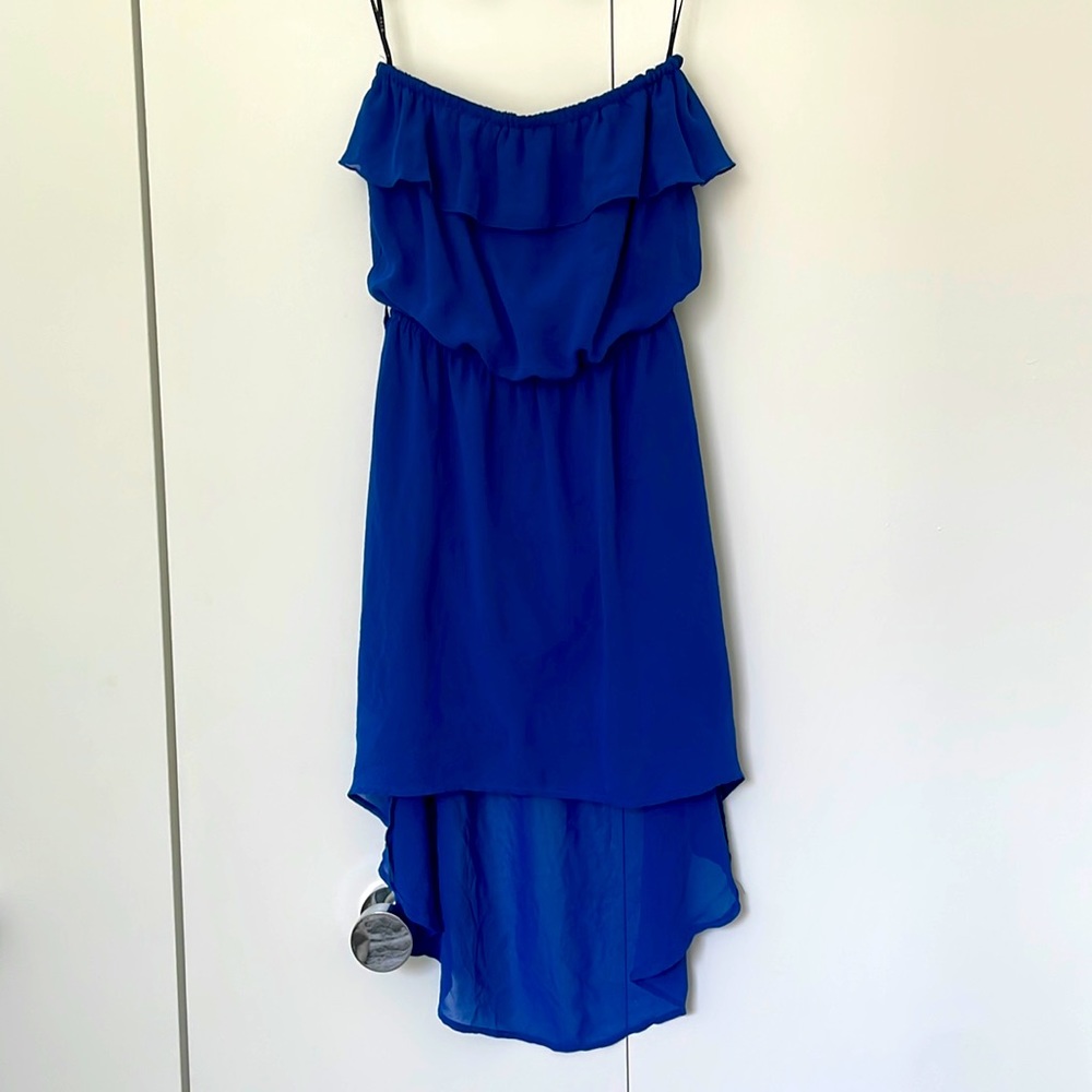 Strapless blue dress
